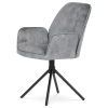 Židle jídelní a konferenční, stříbrná látka v dekoru žíhaného sametu, kovové černé nohy - HC-511 SIL4