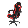Herní křeslo, permanent contact mechanismus s polohovou aretací, černá a červená látka, plast. kříž - KA-R209 RED