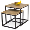 Set 2 ks odkládacích stolků, MDF, dekor divoký dub, kov, černý lak - AF-076 OAK