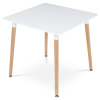 Jídelní stůl 80x80x74 cm, MDF / kovová kostrukce - bílý matný lak, dřevěné nohy - DT-303 WT