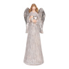 Anděl šedý, stříbrná křídla a srdce v ruce, polyresin. - POX3007 GREY-M