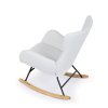 Křeslo houpací, potah bílá látka, dřevěné nohy, masiv kaučukovník - AK-376 WT2