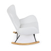 Křeslo houpací, potah bílá látka, dřevěné nohy, masiv kaučukovník - AK-376 WT2