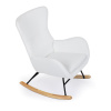 Křeslo houpací, potah bílá látka, dřevěné nohy, masiv kaučukovník - AK-376 WT2