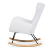 Křeslo houpací, potah bílá látka, dřevěné nohy, masiv kaučukovník - AK-376 WT2