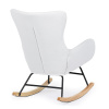 Křeslo houpací, potah bílá látka, dřevěné nohy, masiv kaučukovník - AK-376 WT2