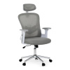 Kancelářská židle, šedá síťovina, bílý plast, kolečka na tvrdé podlahy, 2D područky - KA-K2031 GREY