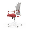 Židle kancelářská, bílý plast, šedý MESH a červená látka, plastový kříž, houpací mechanismus. - KA-S425 RED