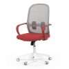 Židle kancelářská, bílý plast, šedý MESH a červená látka, plastový kříž, houpací mechanismus. - KA-S425 RED