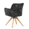 Židle jídelní, otočný mechanismus 360°, taštičkové pružiny v sedáku, černá látka, noha masiv dub - HC-D7188 BK4