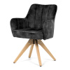 Židle jídelní, otočný mechanismus 360°, taštičkové pružiny v sedáku, černá látka, noha masiv dub - HC-D7188 BK4