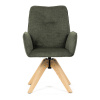Jídelní židle s područkami, zelená voděodpudivá látka, dubové nohy, otočná 360° - DCH-C2148 GRN2