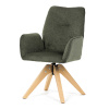 Jídelní židle s područkami, zelená voděodpudivá látka, dubové nohy, otočná 360° - DCH-C2148 GRN2