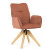 Jídelní židle s područkami, oranžová voděodpudivá látka, dubové nohy, otočná 360° - DCH-C2148 ORA2