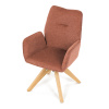 Jídelní židle s područkami, oranžová voděodpudivá látka, dubové nohy, otočná 360° - DCH-C2148 ORA2