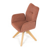 Jídelní židle s područkami, oranžová voděodpudivá látka, dubové nohy, otočná 360° - DCH-C2148 ORA2