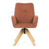 Jídelní židle s područkami, oranžová voděodpudivá látka, dubové nohy, otočná 360° - DCH-C2148 ORA2