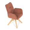 Jídelní židle s područkami, oranžová voděodpudivá látka, dubové nohy, otočná 360° - DCH-C2148 ORA2