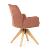 Jídelní židle s područkami, oranžová voděodpudivá látka, dubové nohy, otočná 360° - DCH-C2148 ORA2