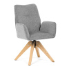 Jídelní židle s područkami, světle šedá voděodpudivá látka, dubové nohy, otočná 360° - DCH-C2148 SIL2