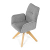 Jídelní židle s područkami, světle šedá voděodpudivá látka, dubové nohy, otočná 360° - DCH-C2148 SIL2