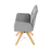Jídelní židle s područkami, světle šedá voděodpudivá látka, dubové nohy, otočná 360° - DCH-C2148 SIL2