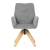Jídelní židle s područkami, světle šedá voděodpudivá látka, dubové nohy, otočná 360° - DCH-C2148 SIL2