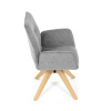 Jídelní židle s područkami, světle šedá voděodpudivá látka, dubové nohy, otočná 360° - DCH-C2148 SIL2
