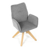 Jídelní židle s područkami, světle šedá voděodpudivá látka, dubové nohy, otočná 360° - DCH-C2148 SIL2