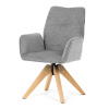 Jídelní židle s područkami, světle šedá voděodpudivá látka, dubové nohy, otočná 360° - DCH-C2148 SIL2