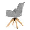 Jídelní židle s područkami, světle šedá voděodpudivá látka, dubové nohy, otočná 360° - DCH-C2148 SIL2