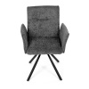 Židle jídelní, šedá látka, černý kov, otočný mechanismus 90°/90° (L/P) - funkce reset - DCH-W1117 GREY2