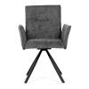 Židle jídelní, šedá látka, černý kov, otočný mechanismus 90°/90° (L/P) - funkce reset - DCH-W1117 GREY2
