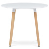 Stůl jídelní, 90x90x74 cm, MDF - bílý matný lak, kovová kostrukce, dřevěné nohy - DT-306 WT