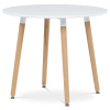 Stůl jídelní, 90x90x74 cm, MDF - bílý matný lak, kovová kostrukce, dřevěné nohy - DT-306 WT
