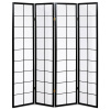 Paraván dřevěný 4 dílný, masiv smrk, bílá netkaná textilie, černý matný lak - EF-E804 BK