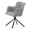 Židle jídelní, šedá látka, černý kov, otočný vratný mechanismus 90°/90° (L/P) - funkce reset - DCH-T1122 GREY2