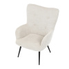 Křeslo "ušák", potah krémová látka, nohy černý kov. - AK-W1206 CRM2