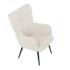 Křeslo "ušák", potah krémová látka, nohy černý kov. - AK-W1206 CRM2