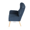 Křeslo, potah modrá manšestrová látka, dřevěné nohy, masiv kaučukovník - AK-314 BLUE2