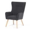 Křeslo, potah šedá manšestrová látka, dřevěné nohy, masiv kaučukovník - AK-314 GREY2
