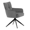 Židle jídelní, taštičkové pružiny v sedáku, 180° otočný mechanismus, šedá voděodolná látka, černý kov - DCH-P3170 GREY2