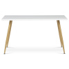 Stůl jídelní 140x80, MDF, bílá matná deska, kovové nohy v barvě dubu. - HT-W1214 WT