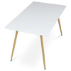 Stůl jídelní 140x80, MDF, bílá matná deska, kovové nohy v barvě dubu. - HT-W1214 WT