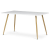 Stůl jídelní 140x80, MDF, bílá matná deska, kovové nohy v barvě dubu. - HT-W1214 WT