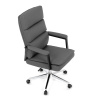 Židle kancelářská, šedá ekokůže, kříž kov chromový, houpací mechanismus, čalouněné područky - KA-D8104 GREY