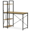 Stůl pracovní s regálem, MDF, dekor dub, černý kov - GD-512 OAK