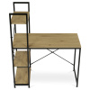 Stůl pracovní s regálem, MDF, dekor dub, černý kov - GD-512 OAK