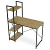 Stůl pracovní s regálem, MDF, dekor dub, černý kov - GD-512 OAK