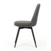 Židle jídelní, šedá látka, 360° otočný mechanismus, černý matný lak, kovové nohy - DCL-V2040 GREY2